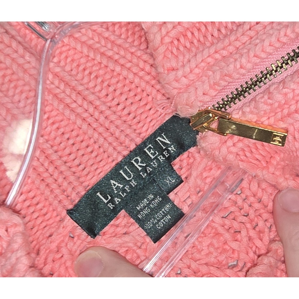 Ralph Lauren Sport Sweater Women Size Xl Coral Turtleneck Pullover Cable Knit - Picture 8 of 9